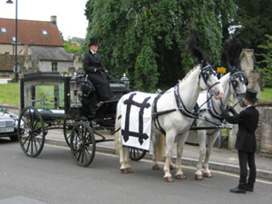 Funeral directors with a horse and carriage